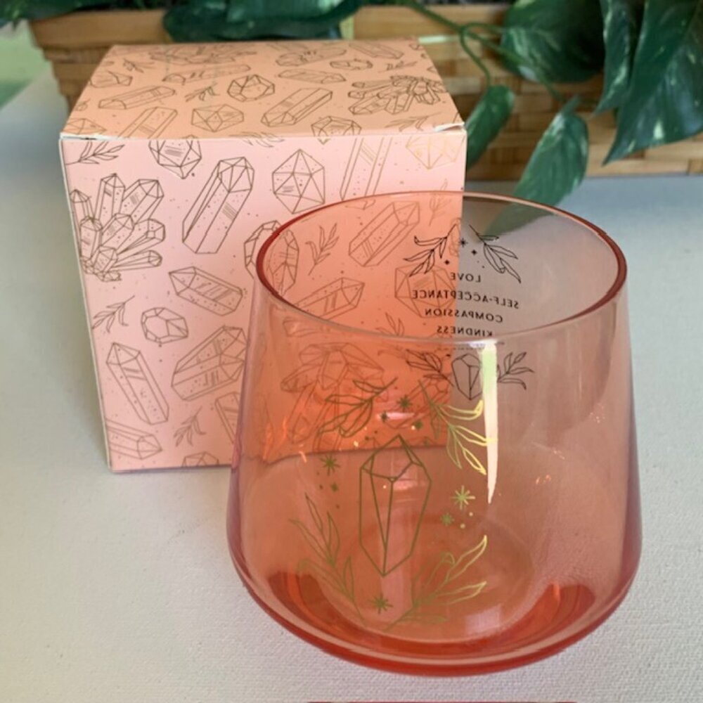 Rose Crystal Healing Drinking Glass DT Wand Love Acceptance Compassion Kindness